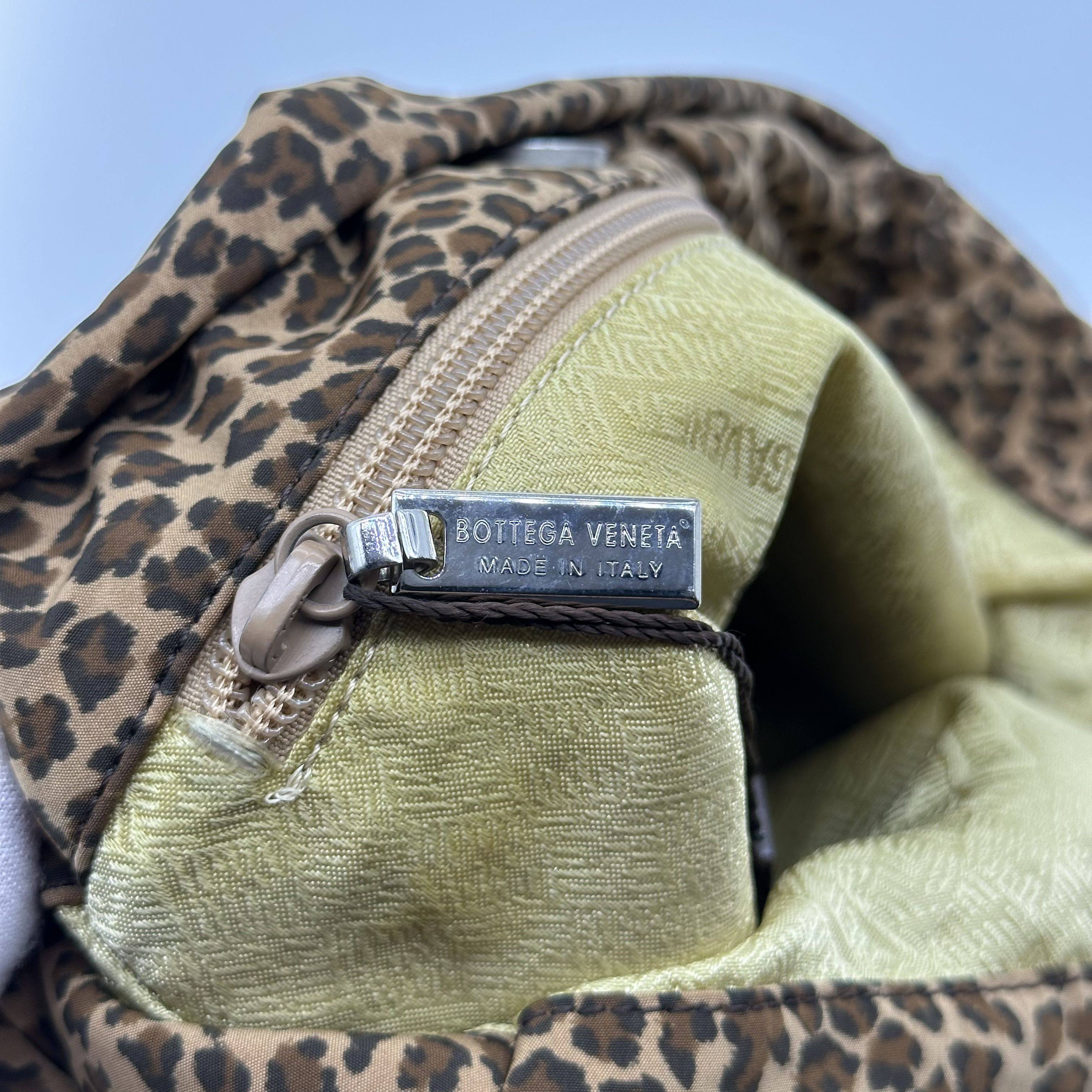 bottega Veneta  nylon leopard print hobo shoulder bag